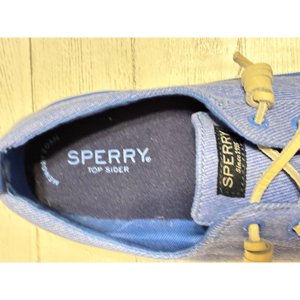 Sperry Crest Vibe Womens Blue Chambray Linen Sneakers STS84913 Size 8.5 - Picture 6 of 9